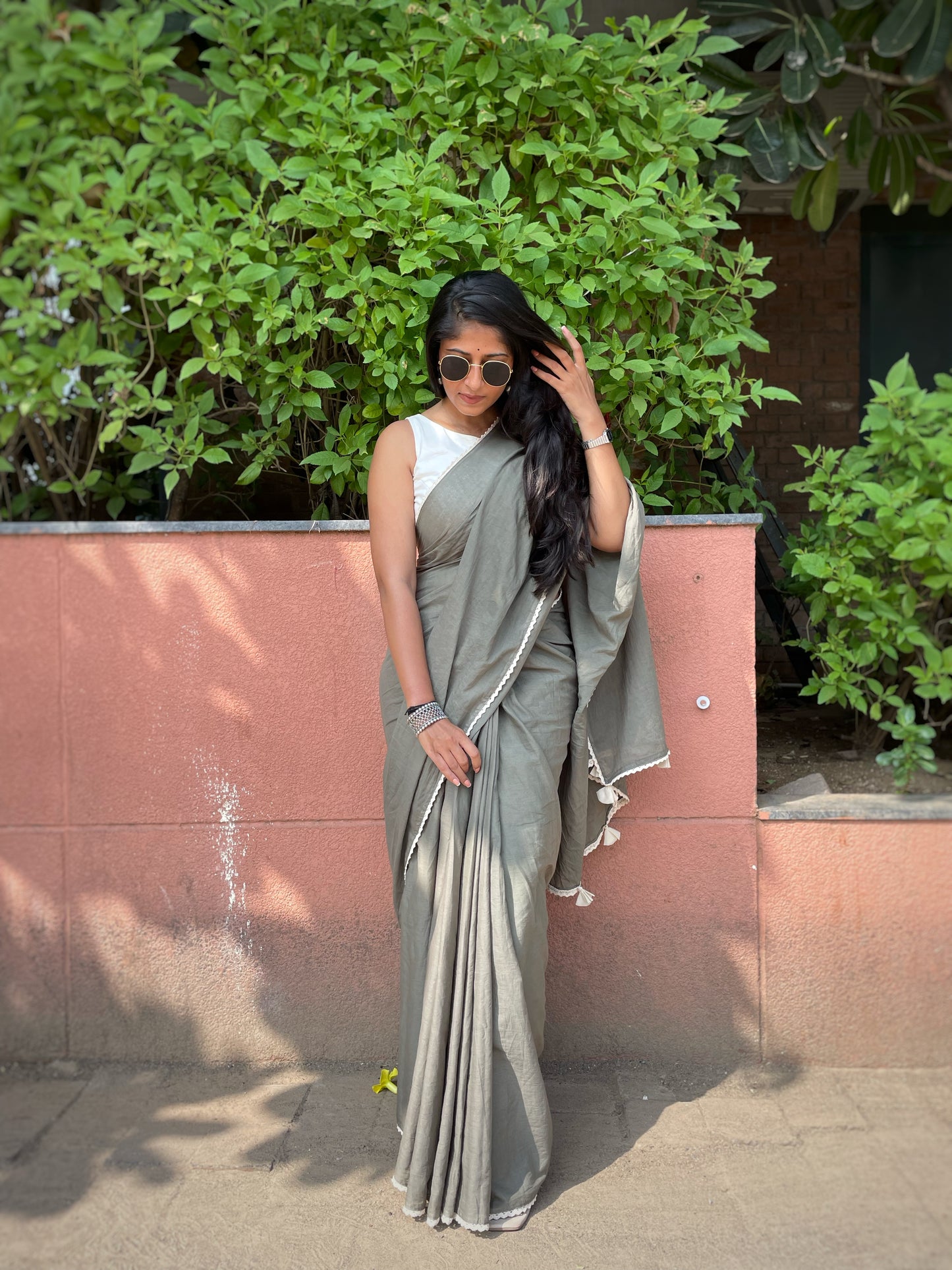 Military Green Saree