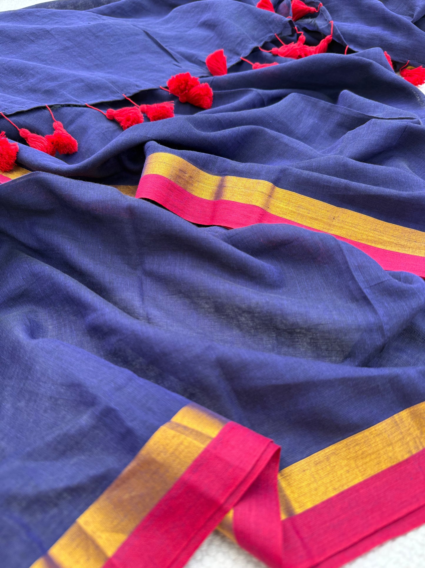 Navy Border Saree