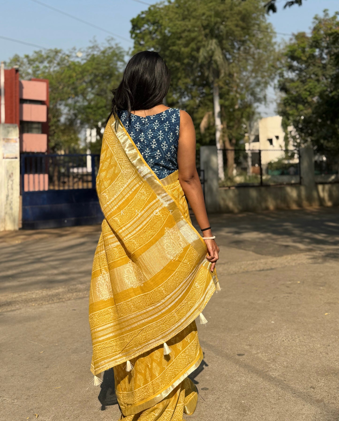 Lime Fern Saree