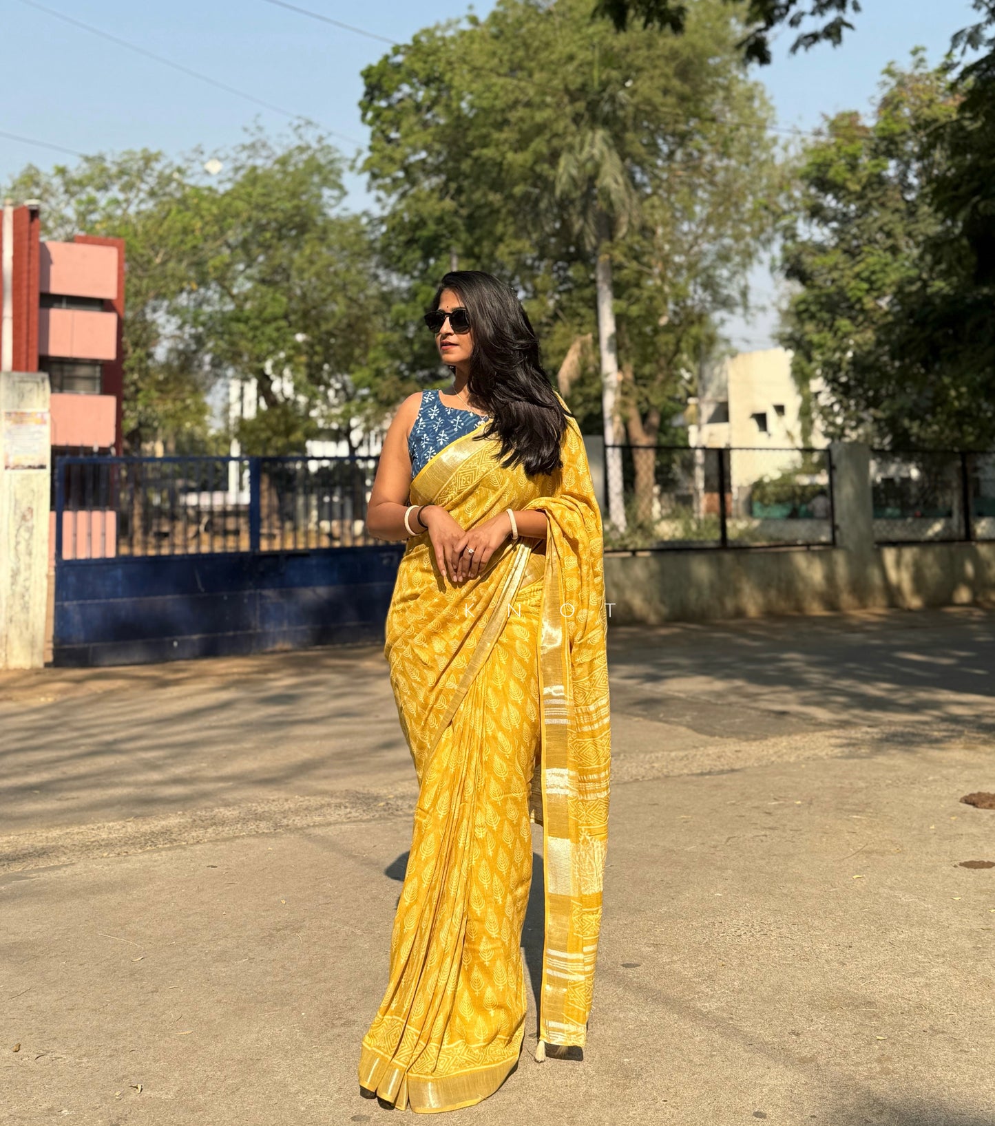 Lime Fern Saree