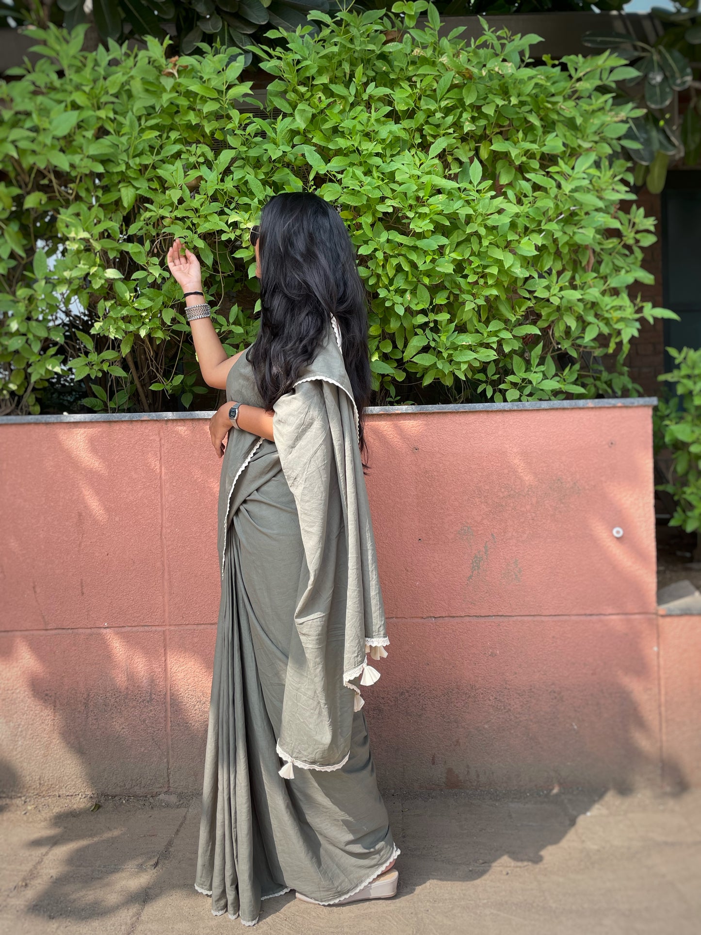 Military Green Saree