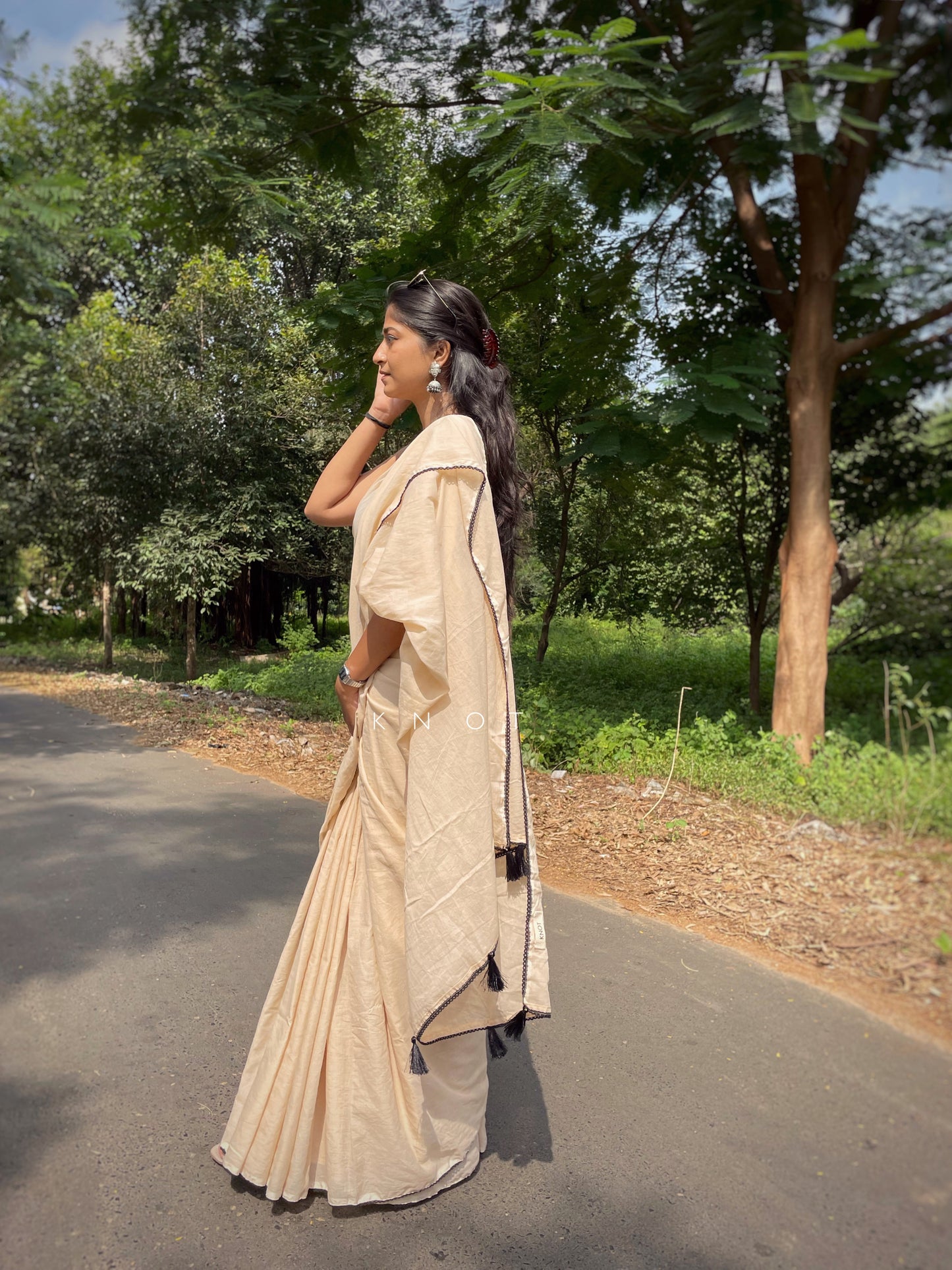 Beige Saree