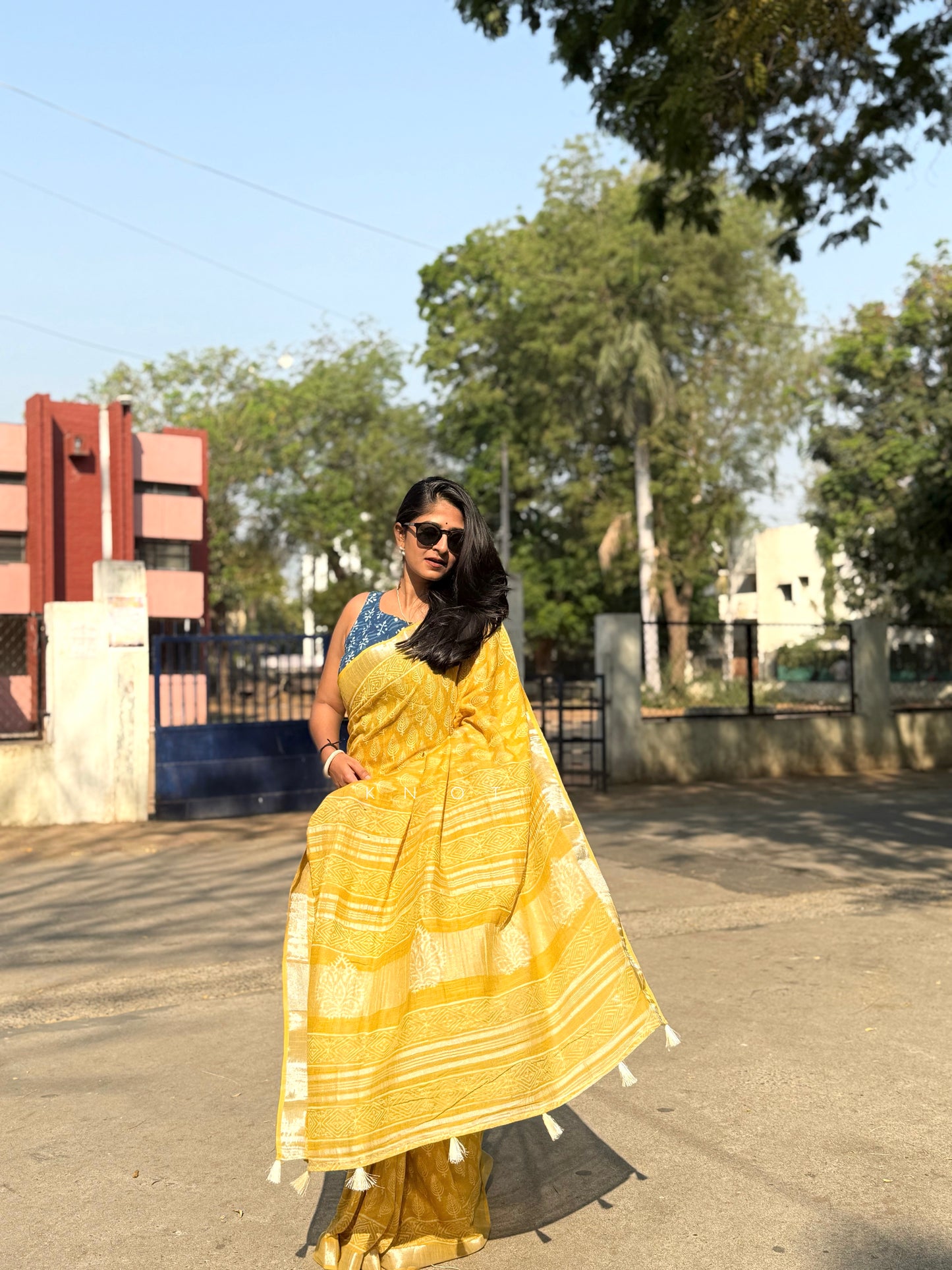 Lime Fern Saree