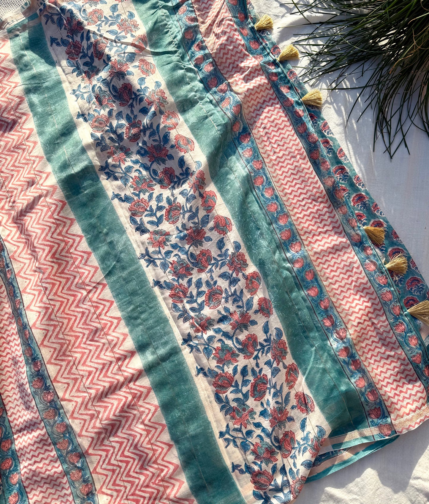 Aqua Vines Saree