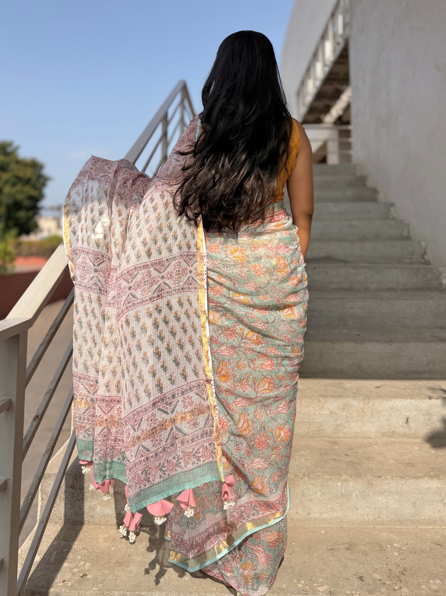 Mint Bloom Saree