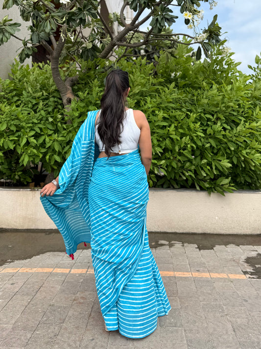 Sky Stripe Saree