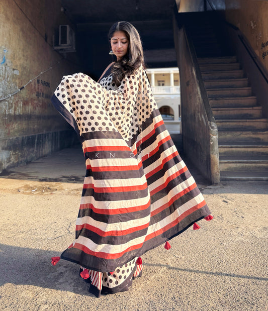 Dot And Stripe Saree