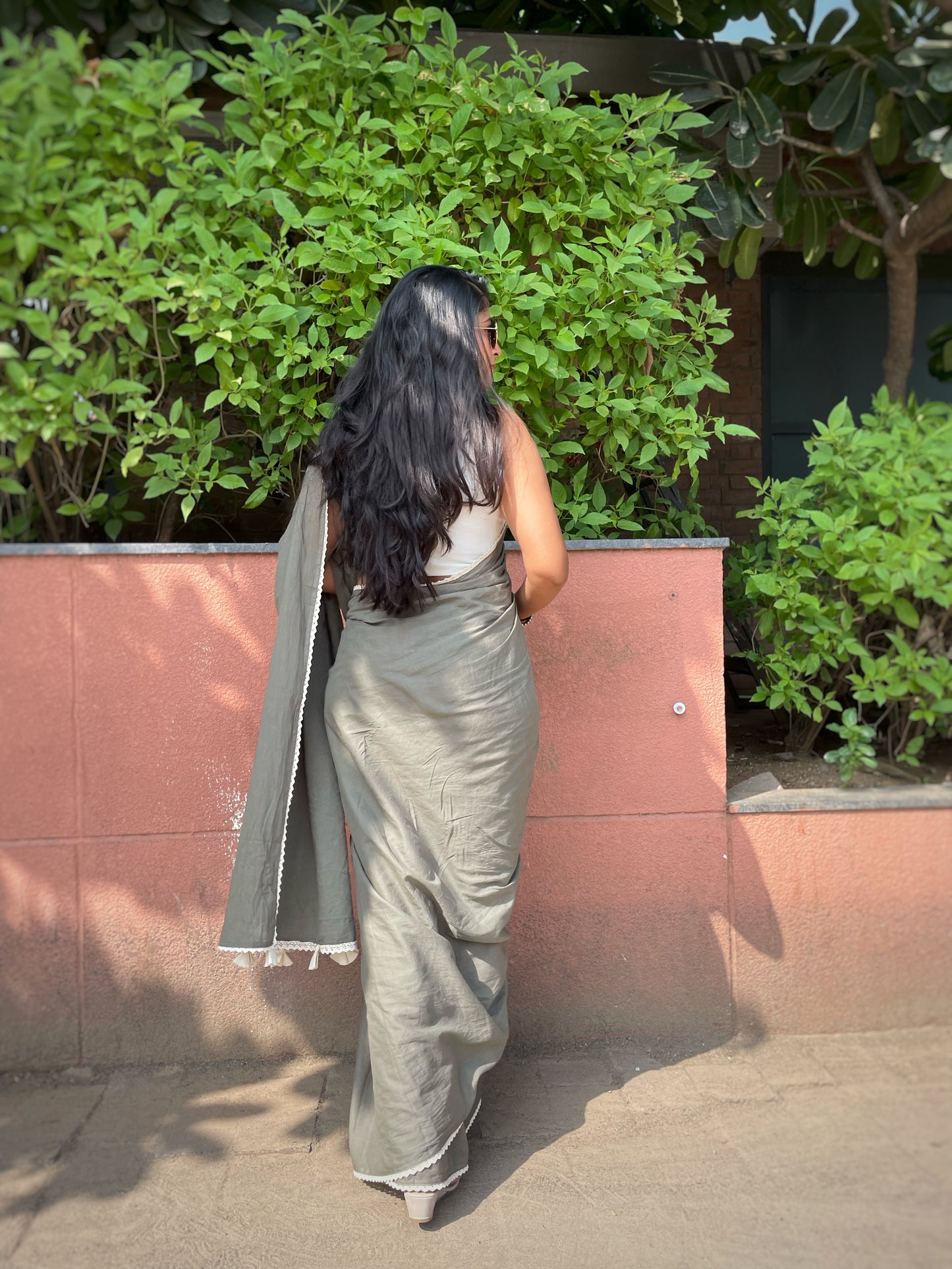Military Green Saree