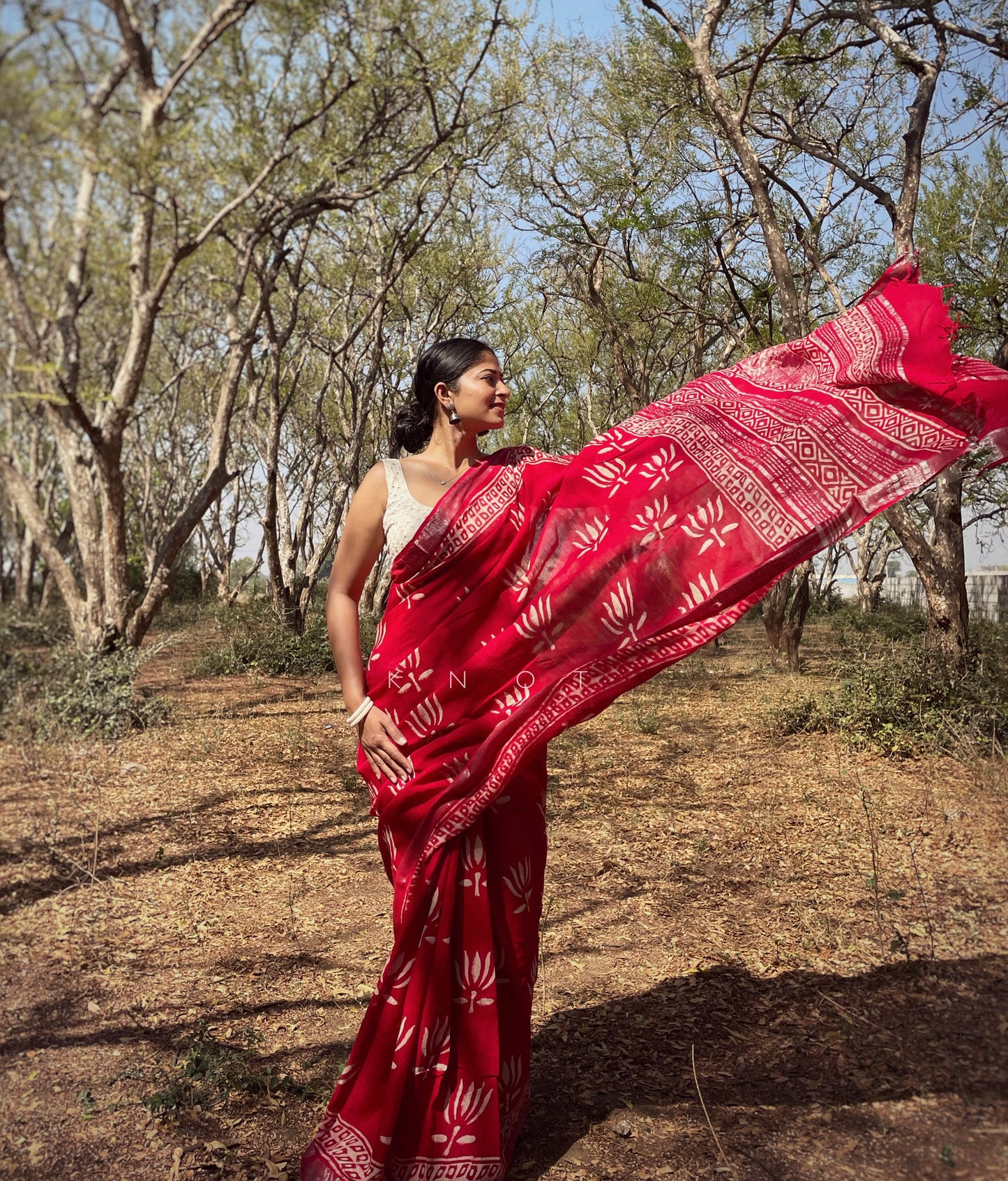Red Lotus Saree