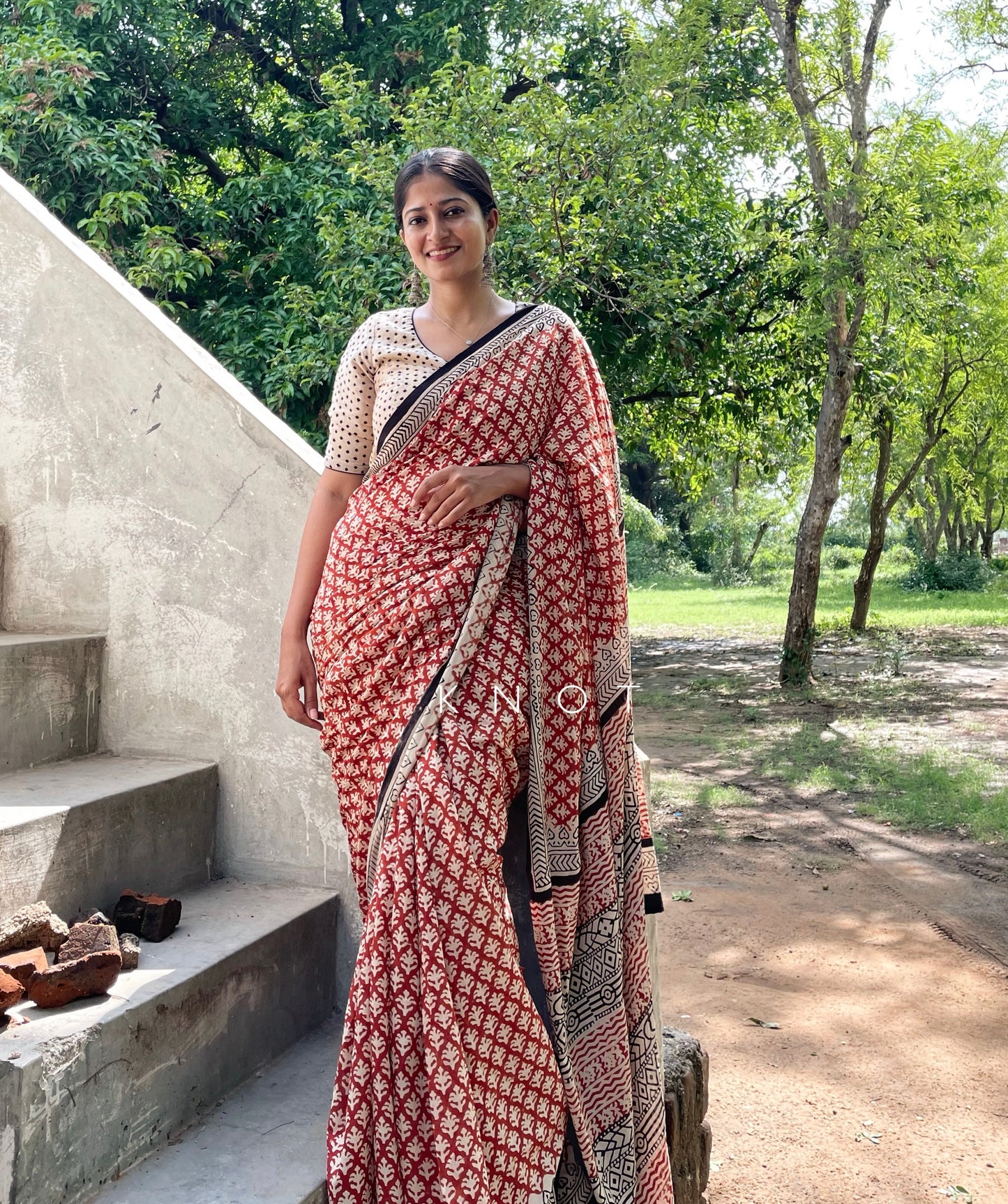 Red Field Saree