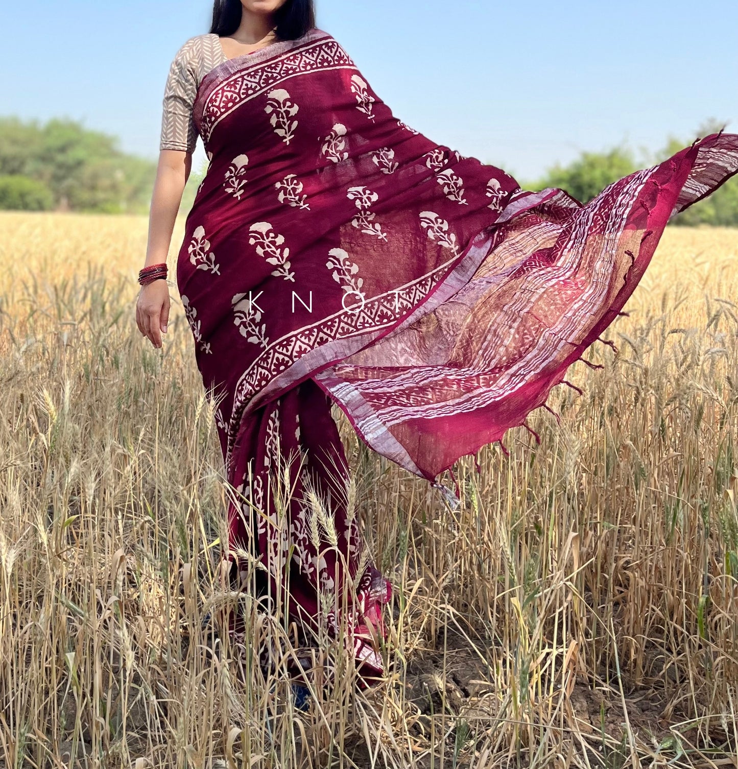 Wine Paisley Saree