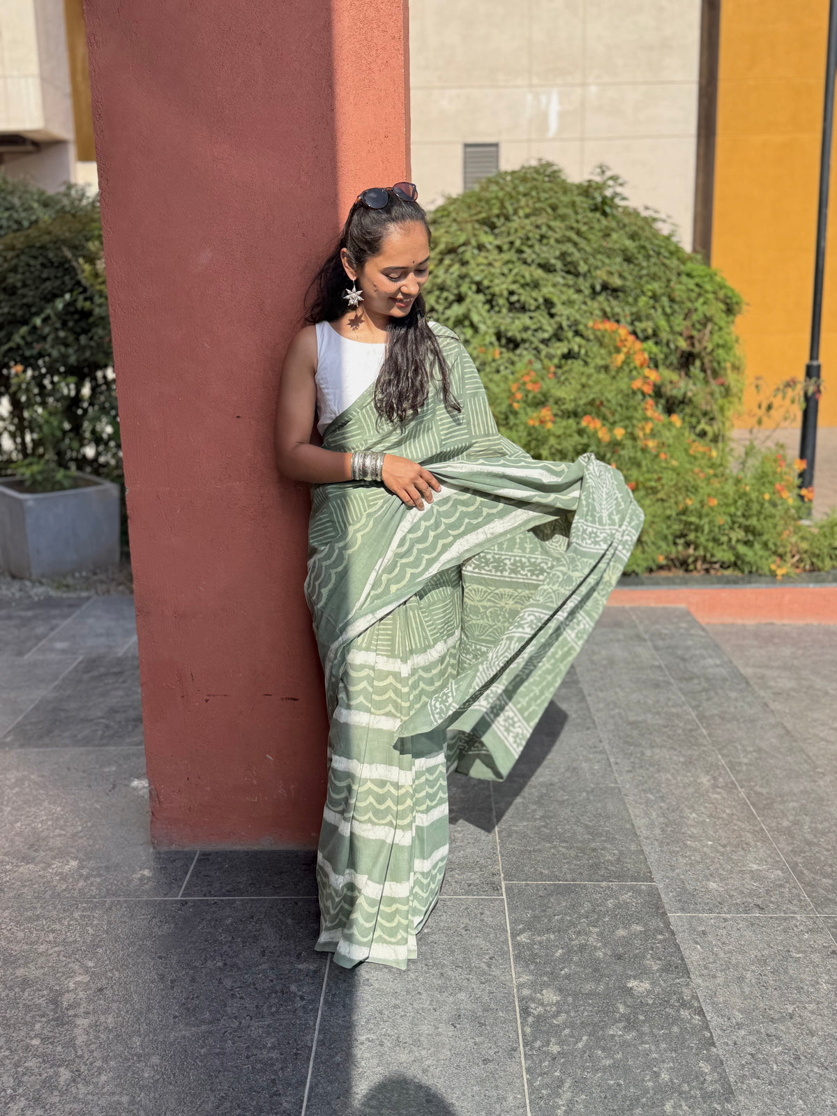Frosted Green Saree