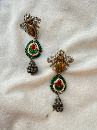 Green Bee Earrings