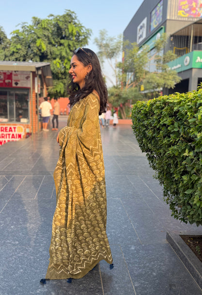 Olive Spiral Saree