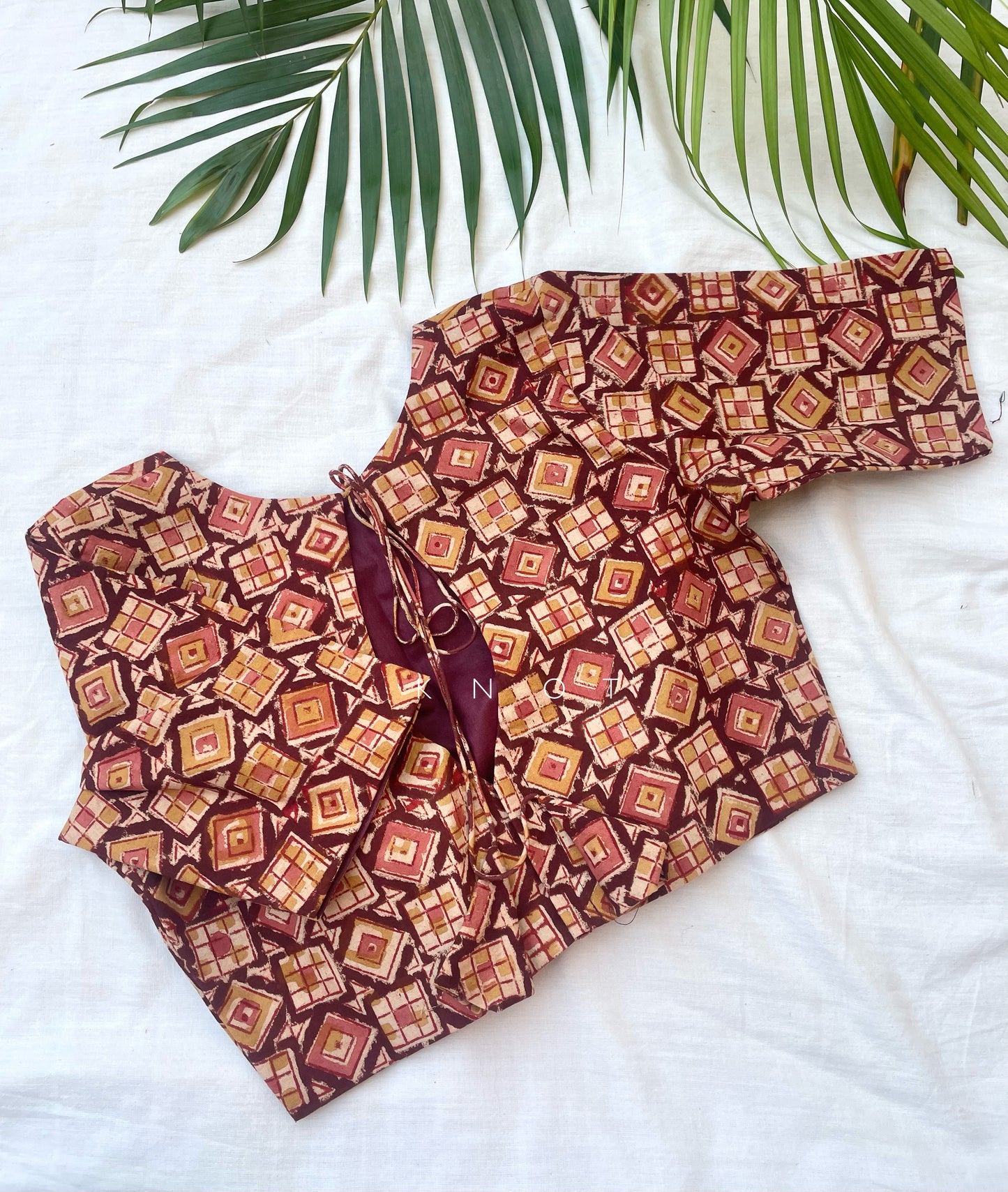 Brick Ajrakh Blouse