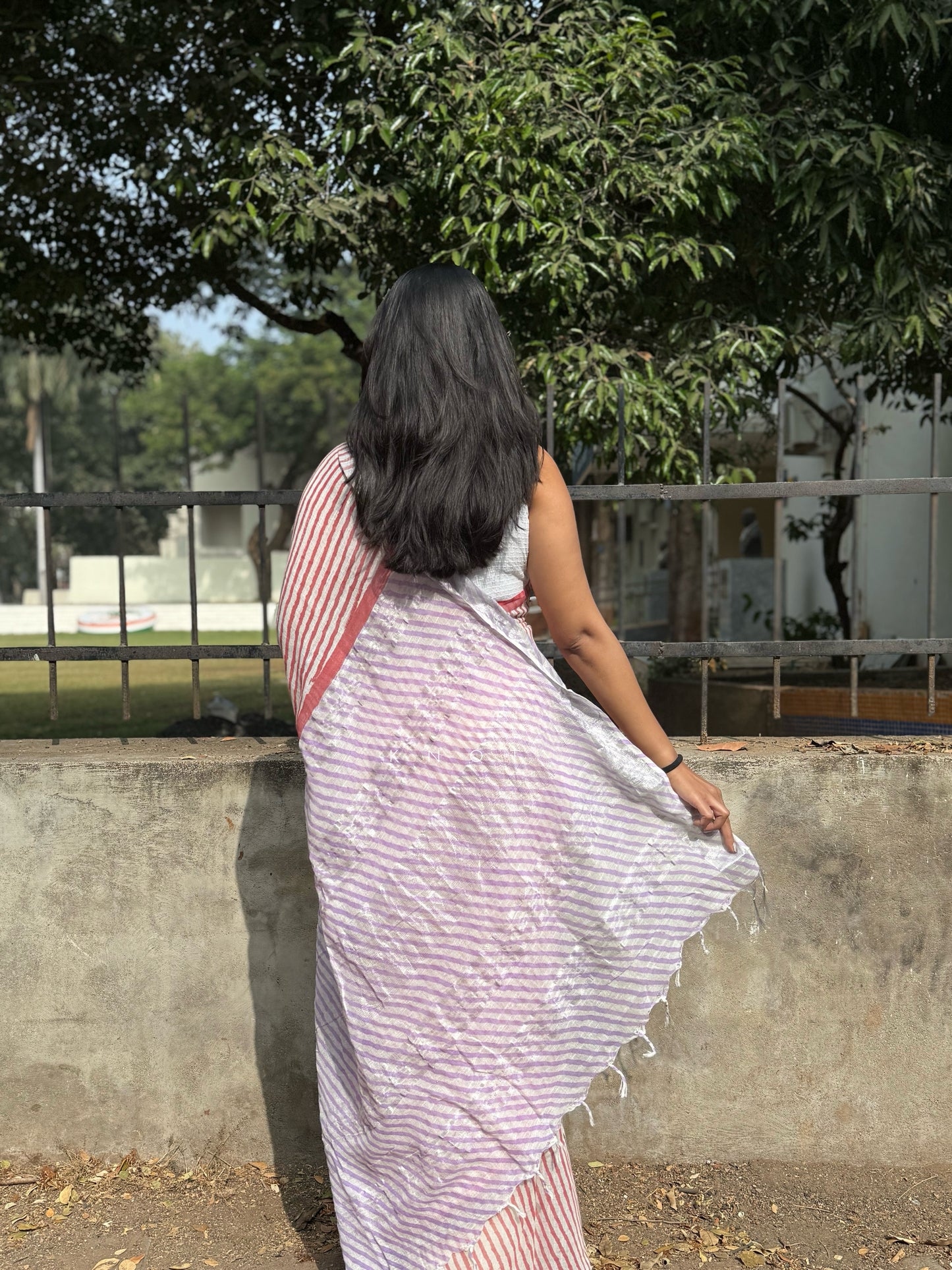 Cherry Striped Saree