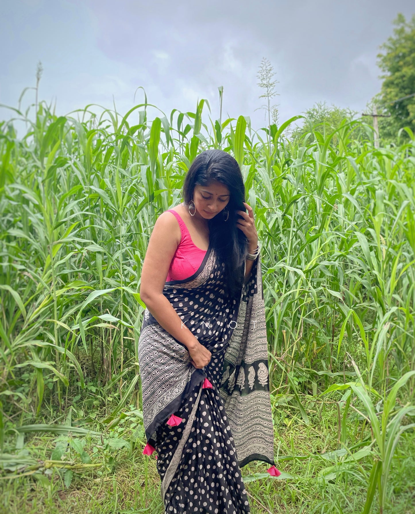 Black Polka Saree