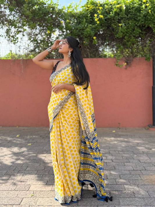 Butter Polka Saree