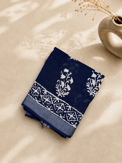 Midnight Paisley Saree