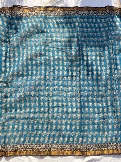 Teal Field Saree