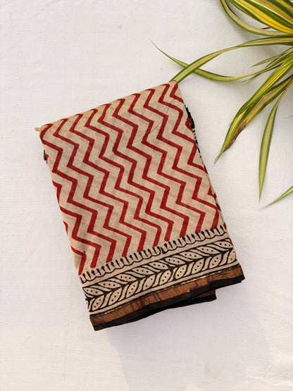 Wine Chevron  Saree