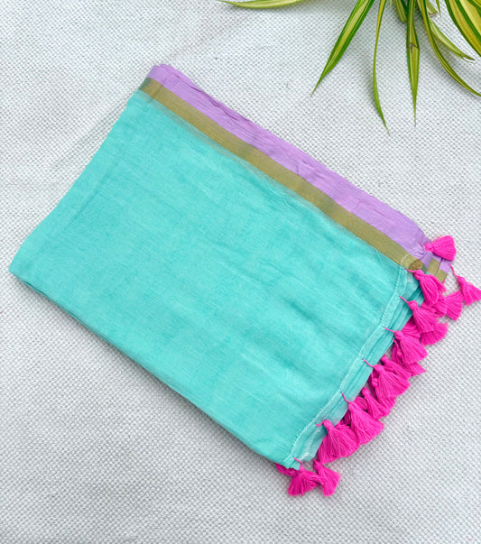 Aqua Border Saree