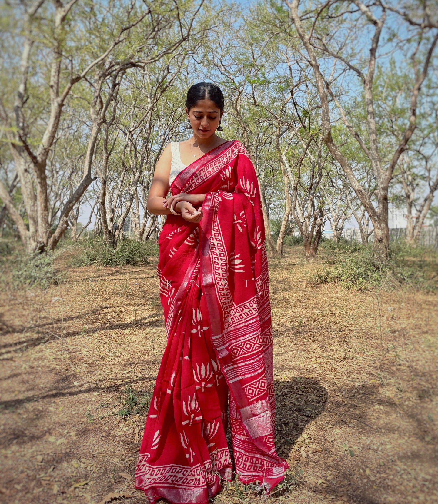 Red Lotus Saree