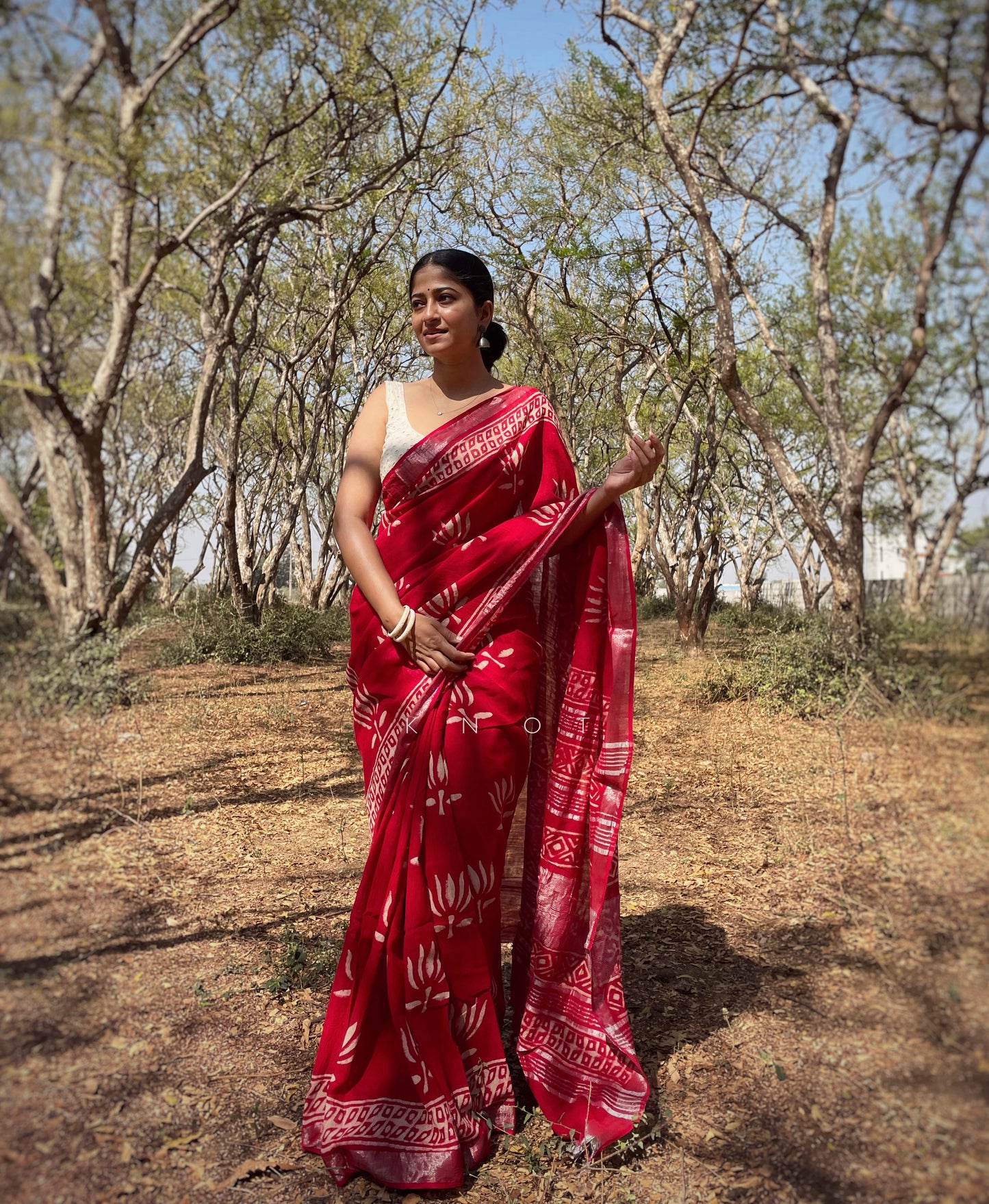 Red Lotus Saree