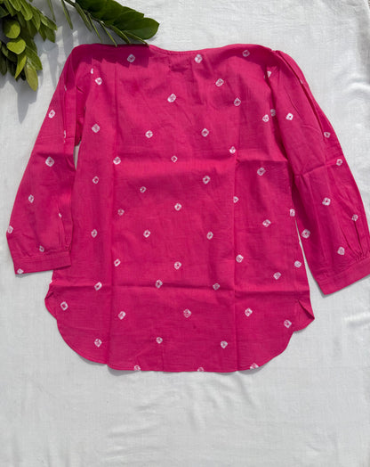 Pink Bandhani Top
