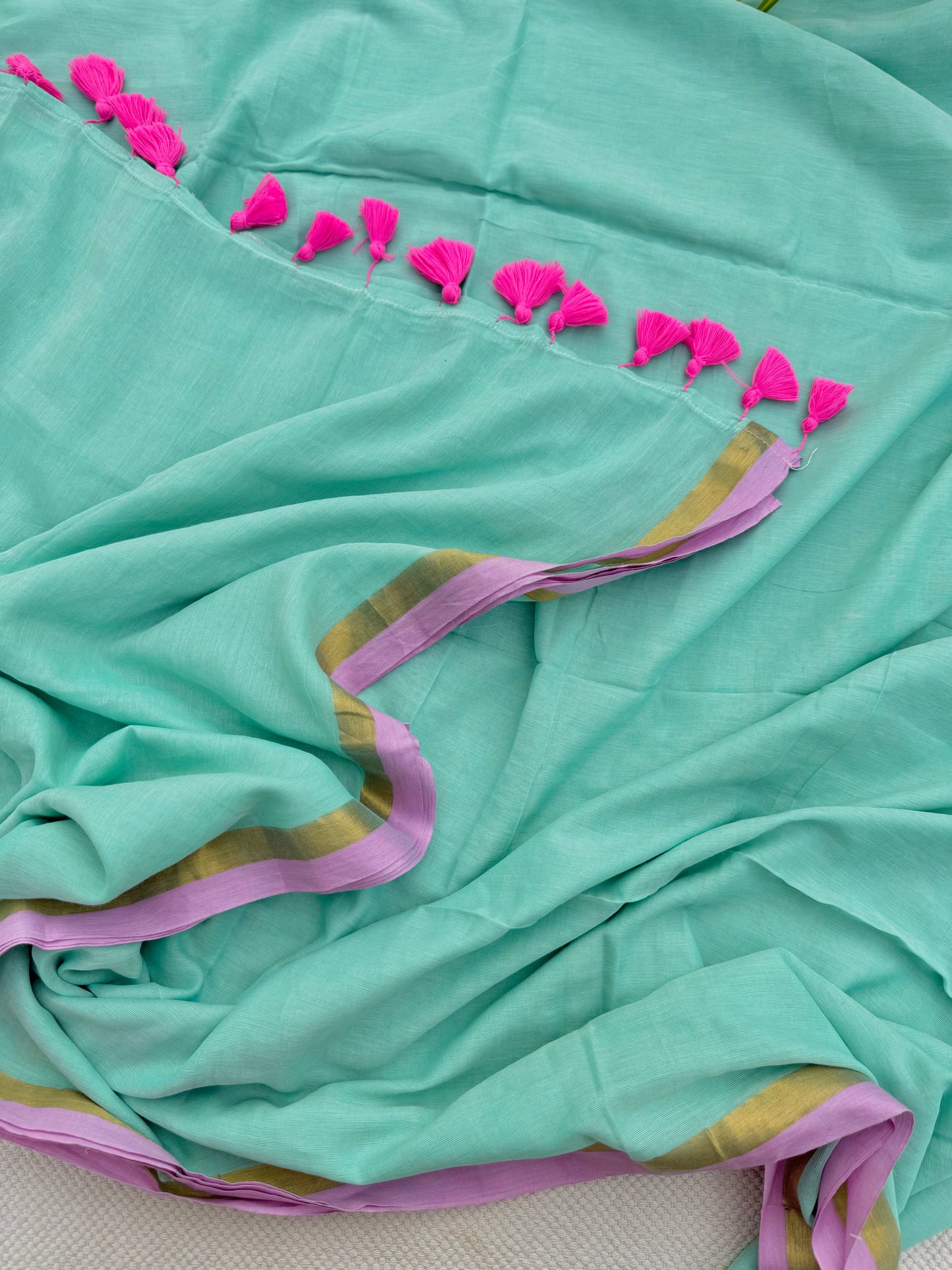 Aqua Border Saree