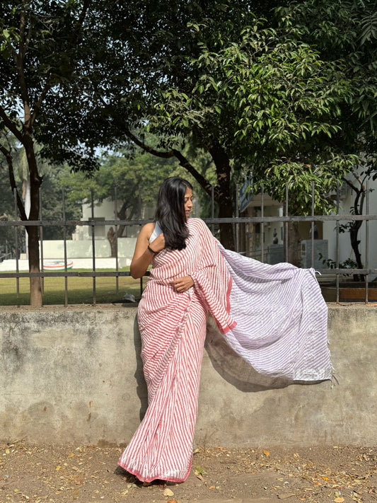 Cherry Striped Saree