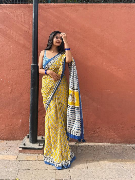 Golden Fern Saree