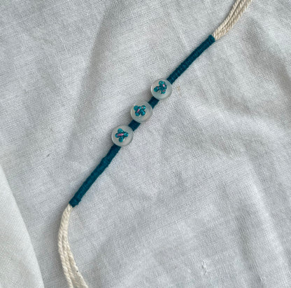 Teal Button Rakhi