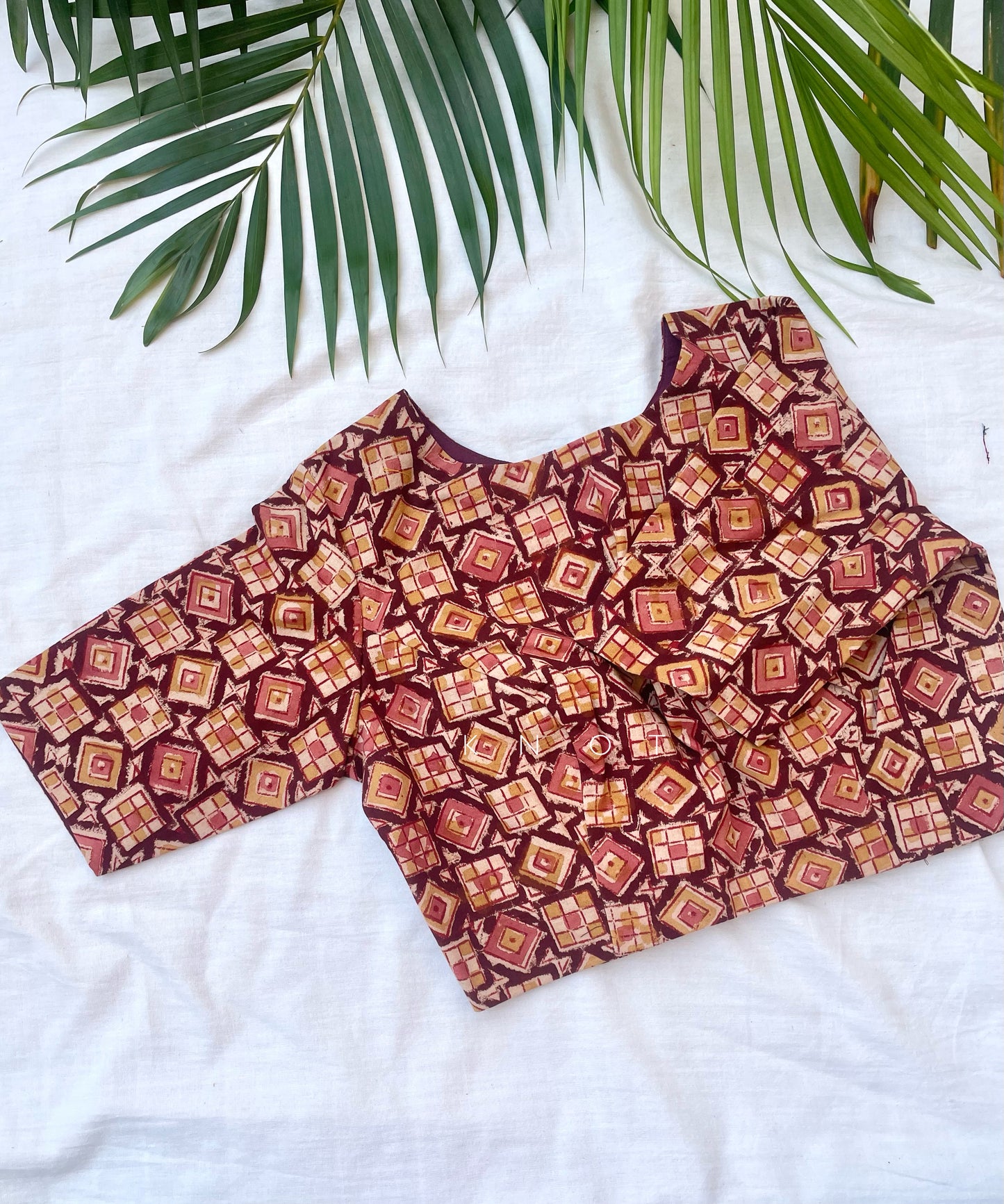 Brick Ajrakh Blouse