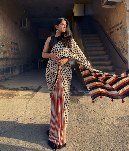 Dot And Stripe Saree