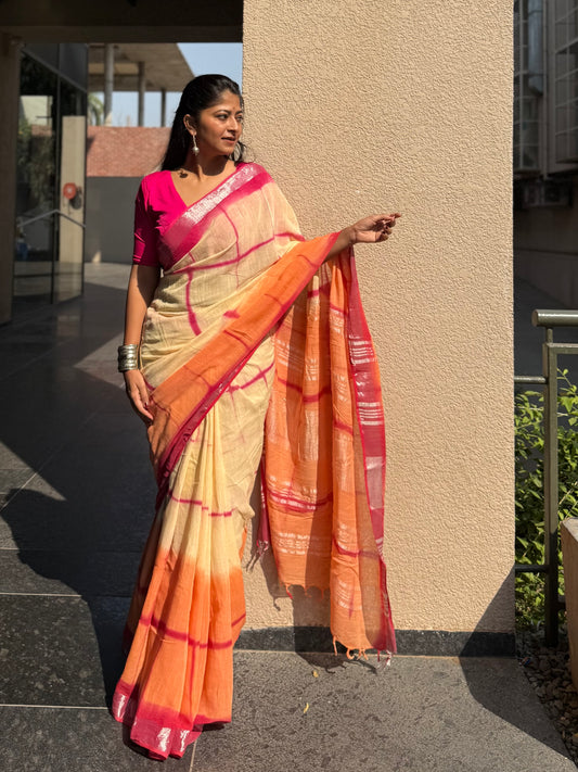Coral Tie Dye Saree