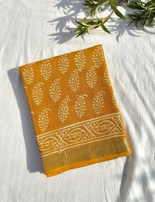 Mustard Paisley Saree