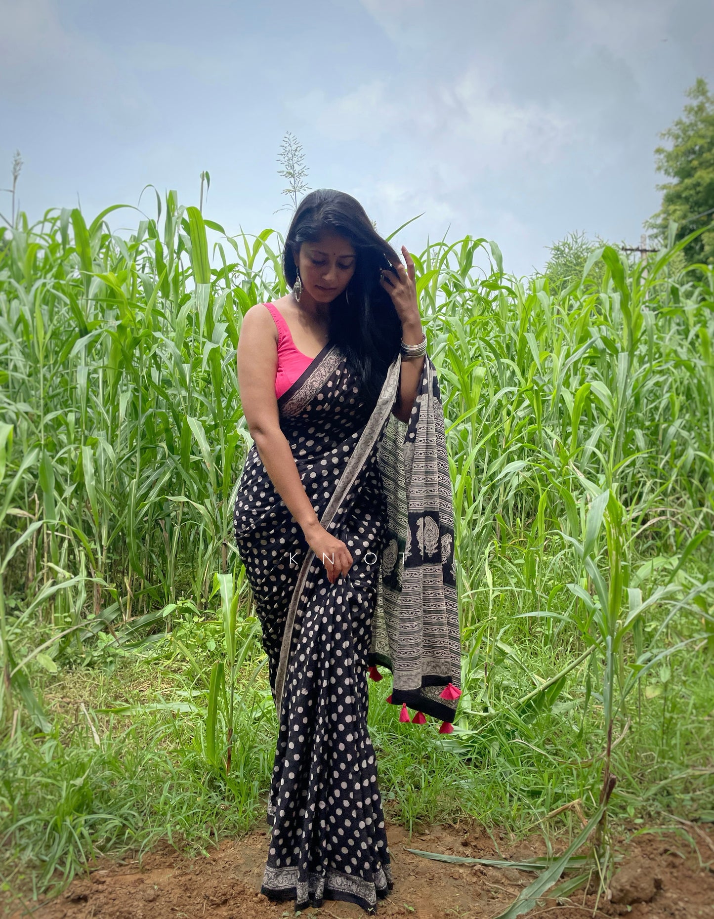 Black Polka Saree