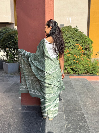 Frosted Green Saree