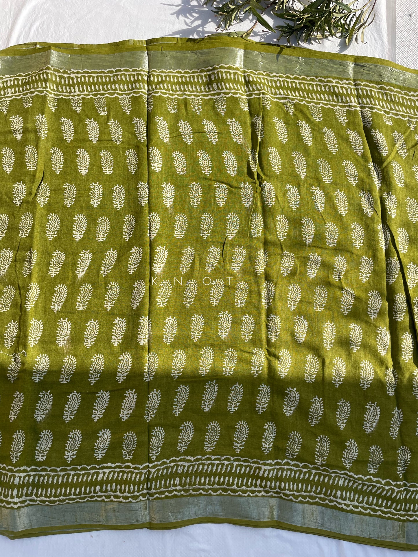 Olive Paisley Saree