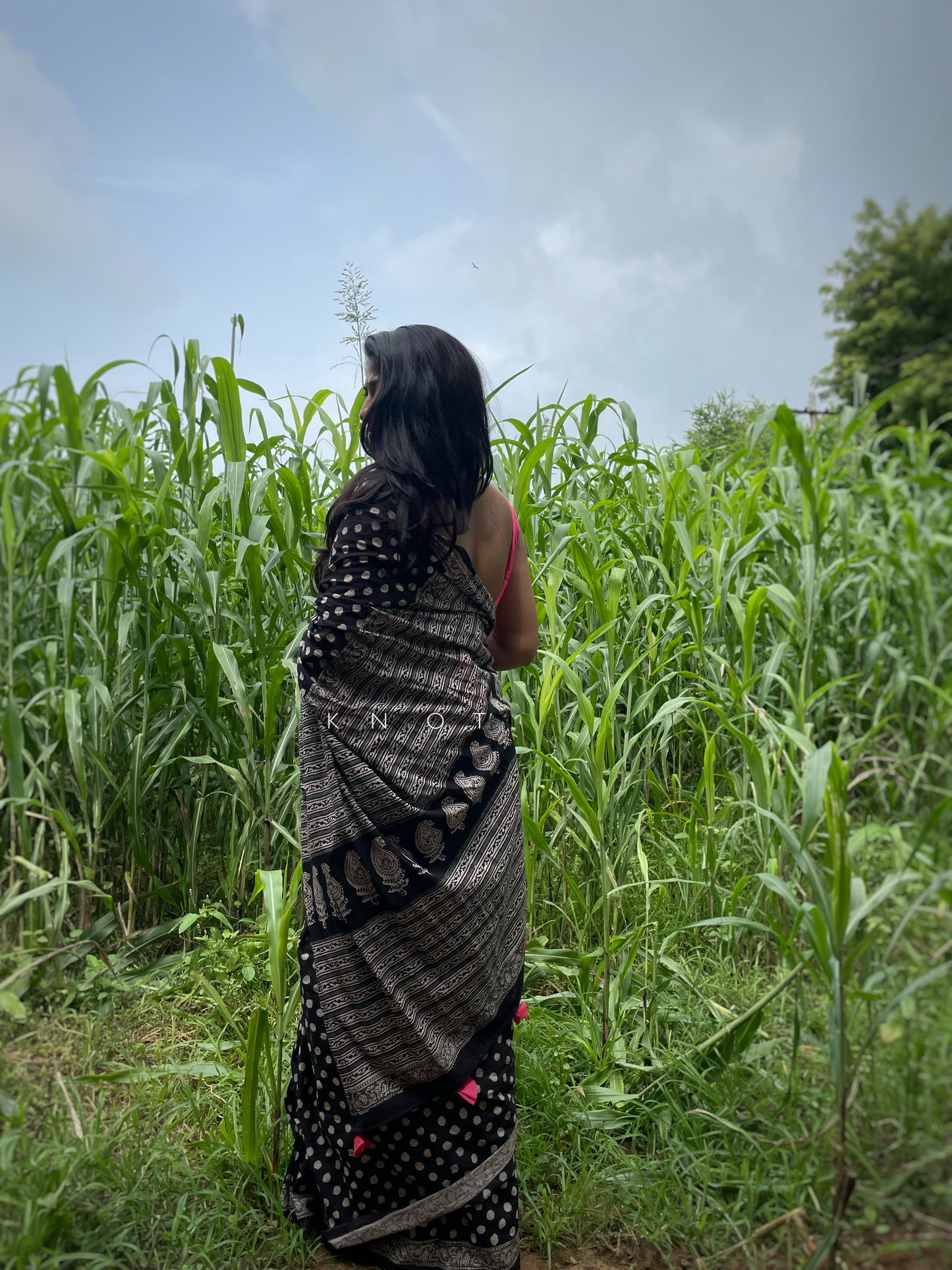 Black Polka Saree