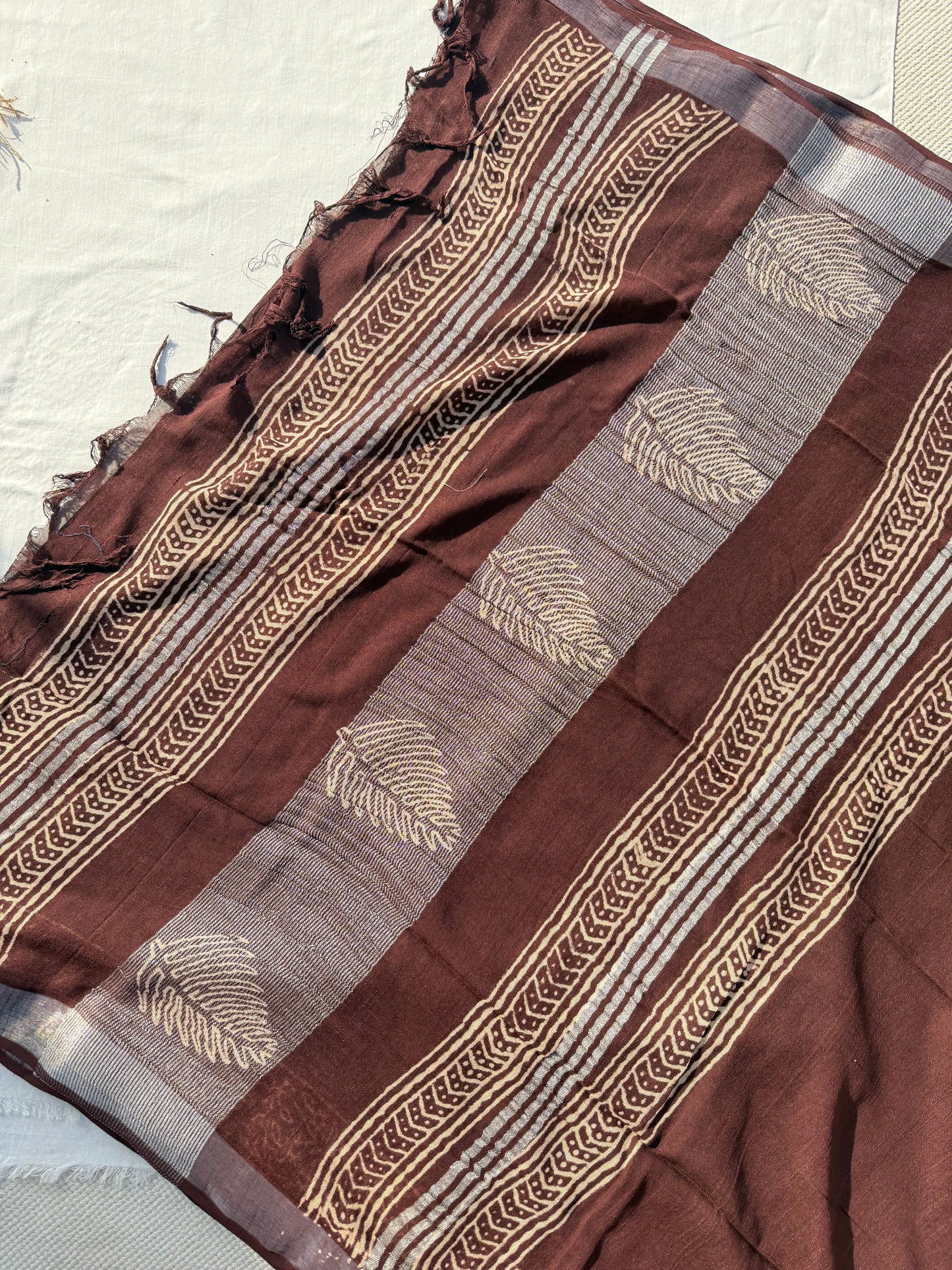 Tan Border Saree