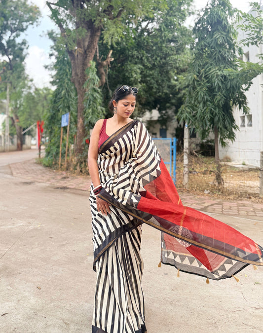 Retro Stripe Saree