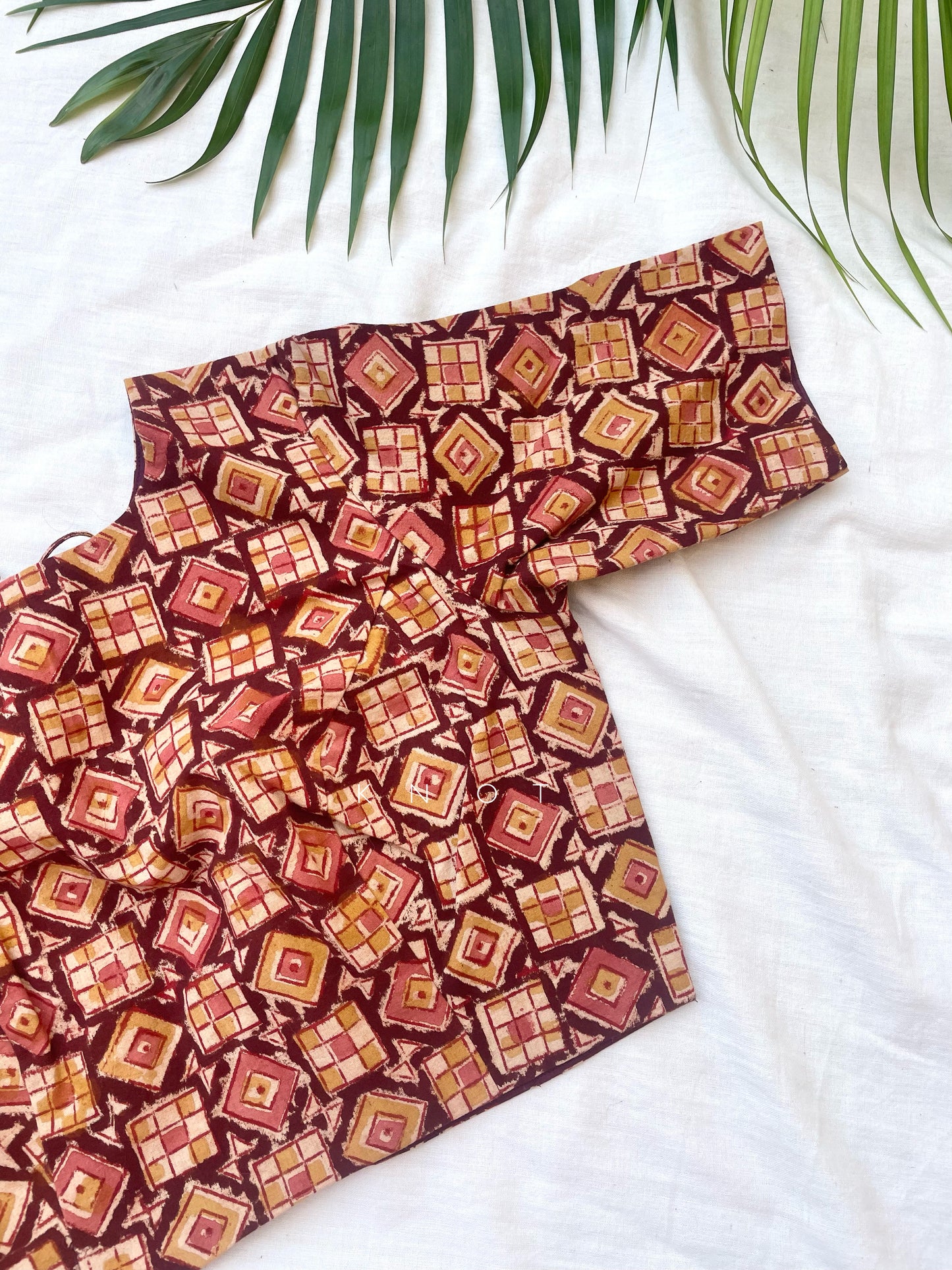 Brick Ajrakh Blouse