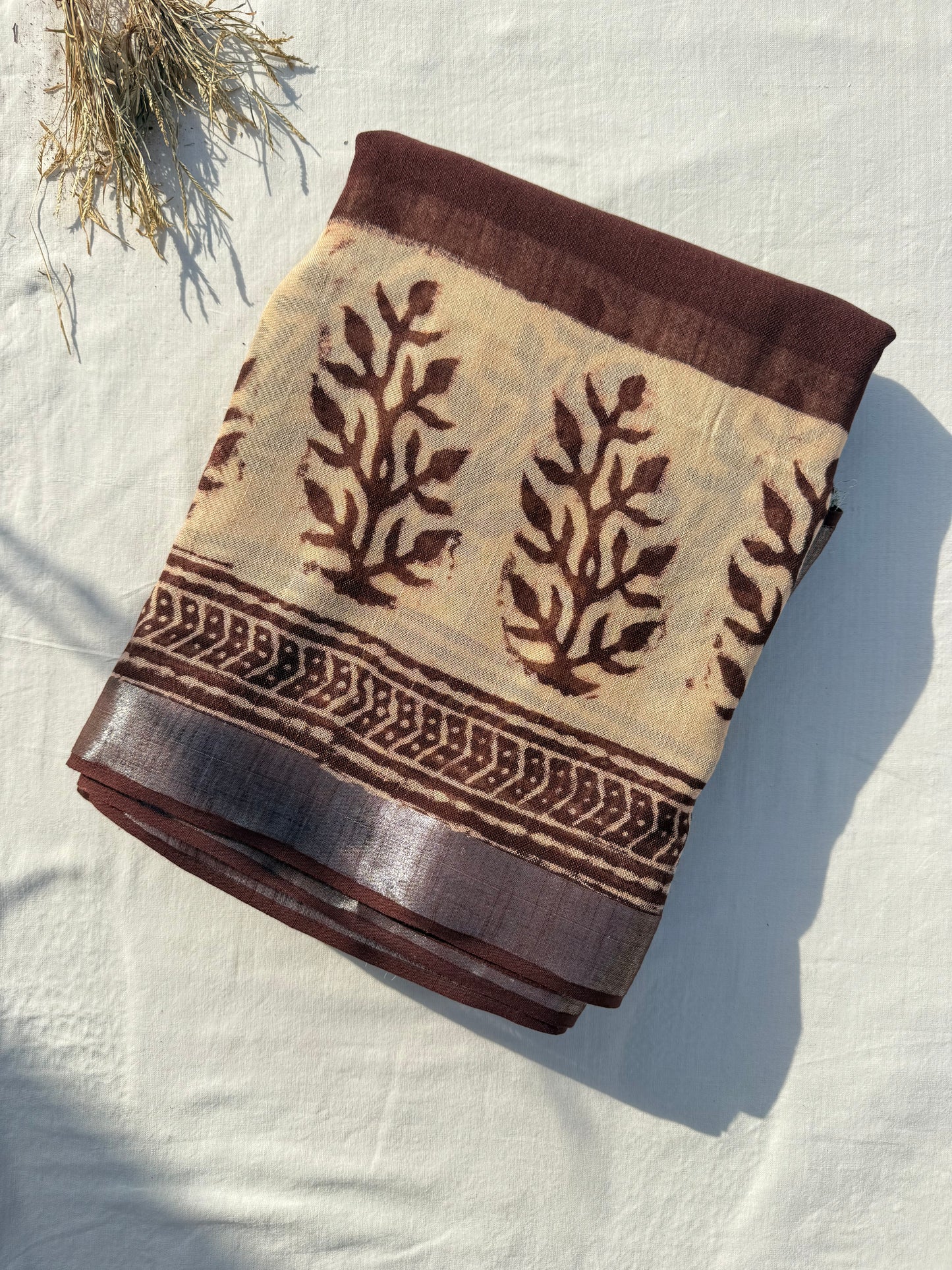 Tan Border Saree
