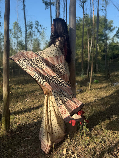 Beige Dot Saree