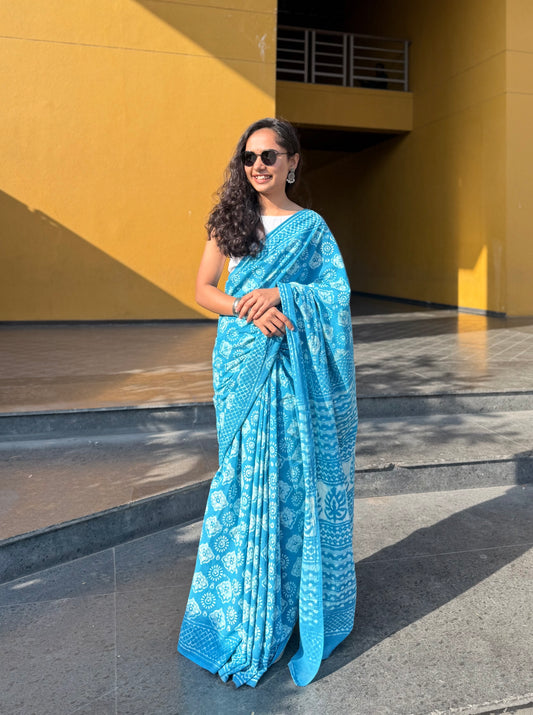 Aqua Swirl Saree