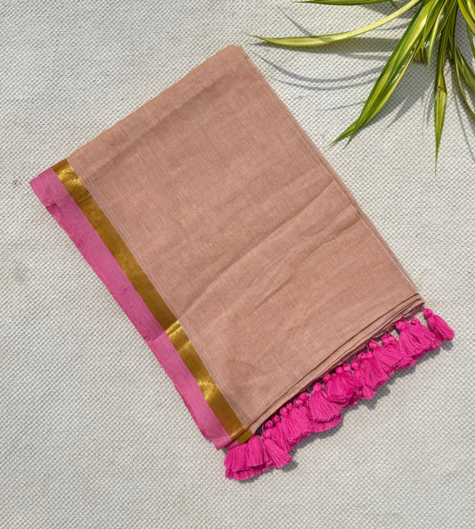 Salmon Border Saree