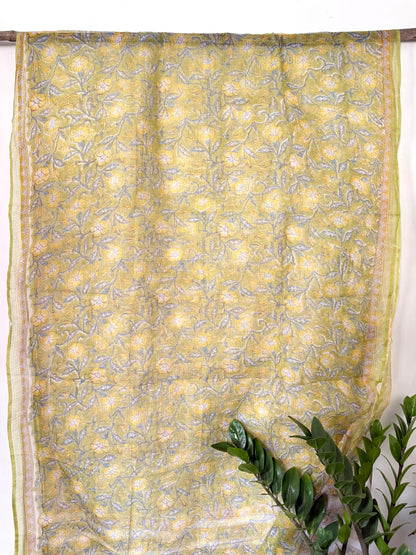 Lime Vines Saree