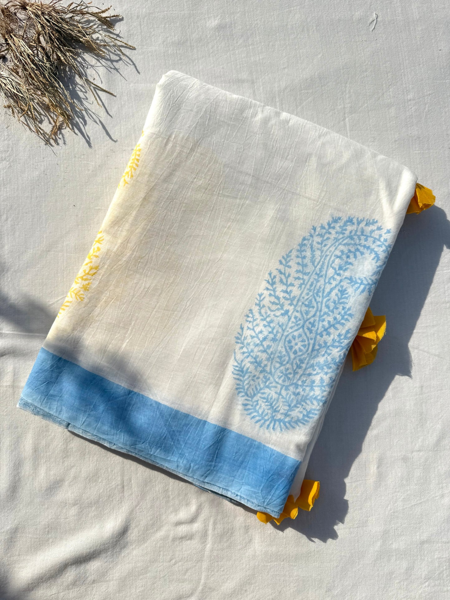 Ivory Paisley Saree